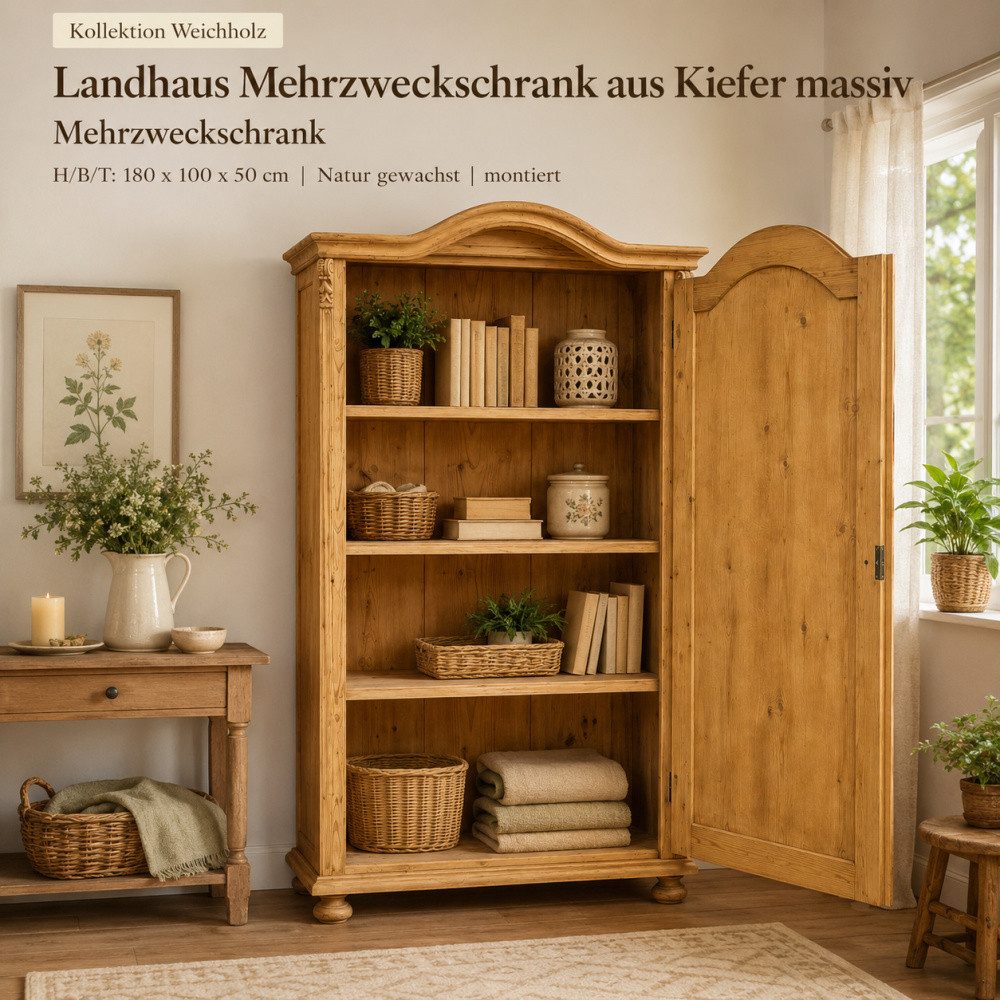 Wohnpalast Mehrzweckschrank Landhaus Mehrzweckschrank aus Kiefer massiv – Natur gewachst – Massivh