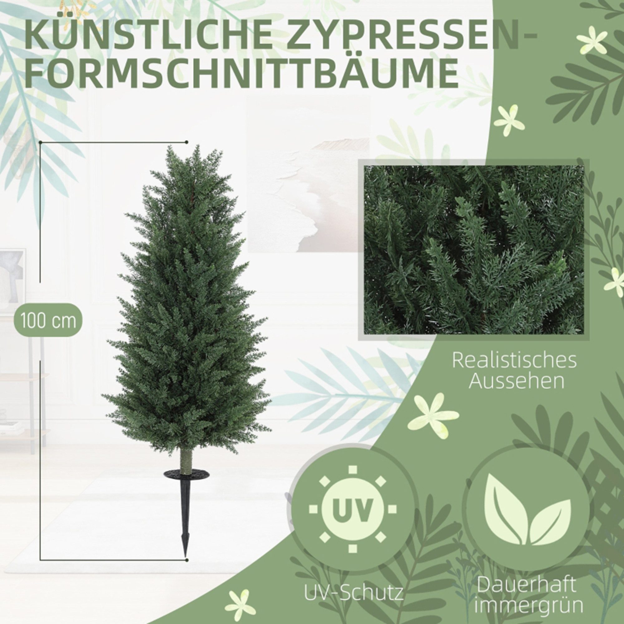 MC Star Künstlicher Weihnachtsbaum Zypresse 2er-Set mit Erdspieß 100 cm Pla günstig online kaufen