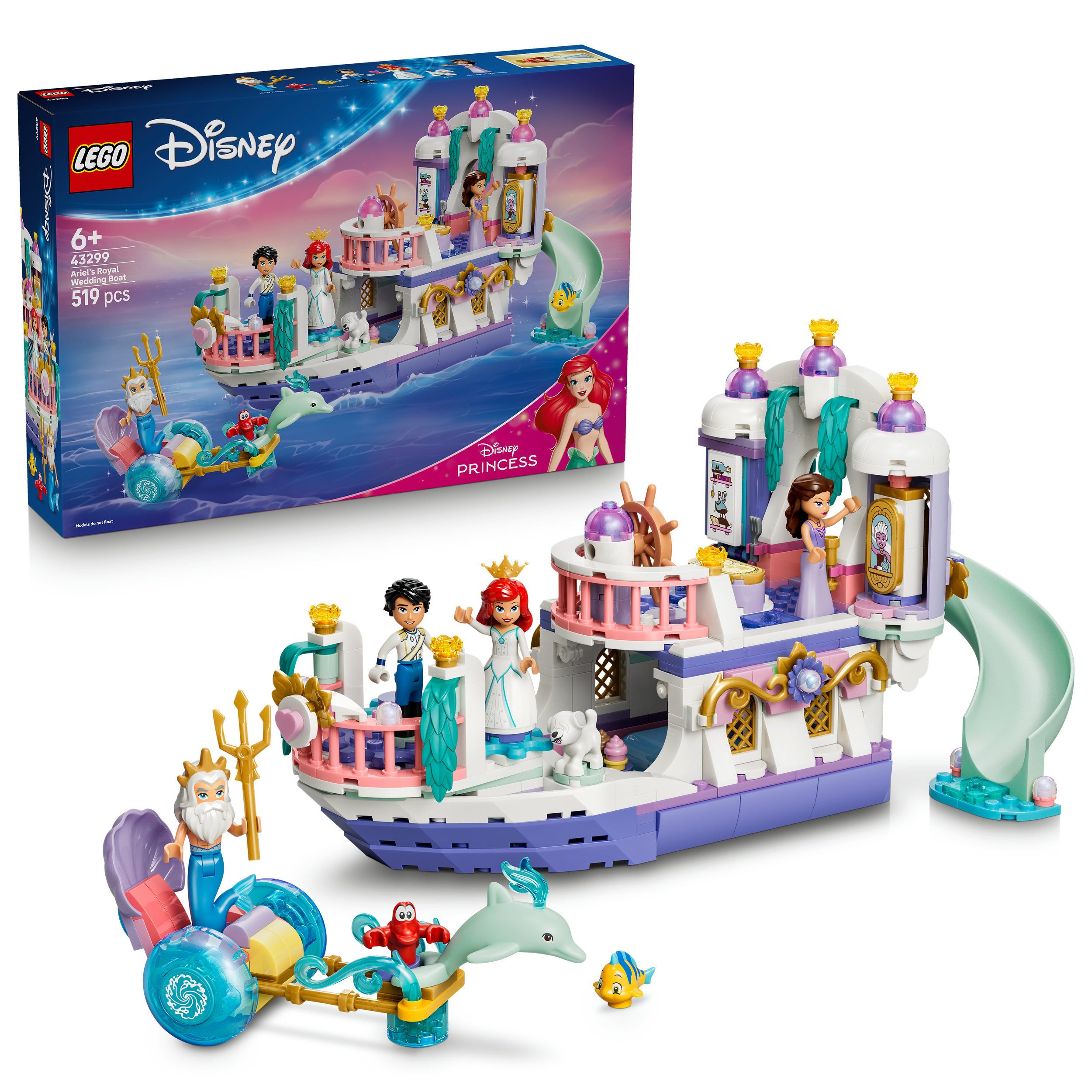 LEGO® Arielles Königliches Hochzeitsboot (43299), LEGO Disney Princess Konstruktionsspielsteine, (519 St), Made in Europe