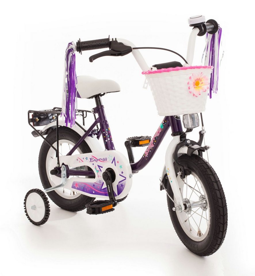 Bachtenkirch Kinderfahrrad Fahrrad 12 Zoll Mädchen ab 3 Jahre Kinderfahrrad, Rücktritt, Stützräder, Korb, Reflektoren, Polster, Gepäckträger