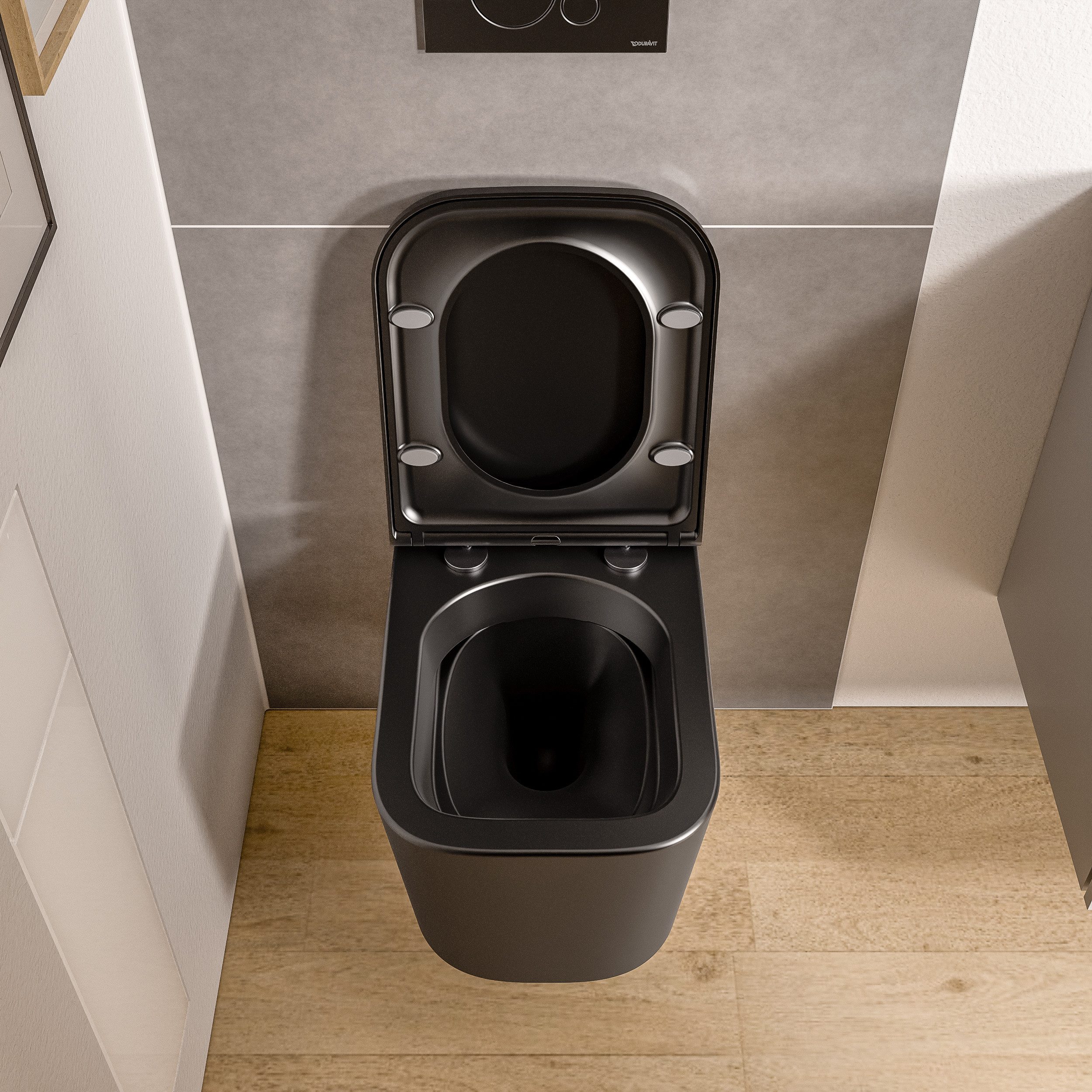 Bernstein Tiefspül-WC LAVOA, Wandmontage, Abgang Waagerecht, Modernes eckiges Design