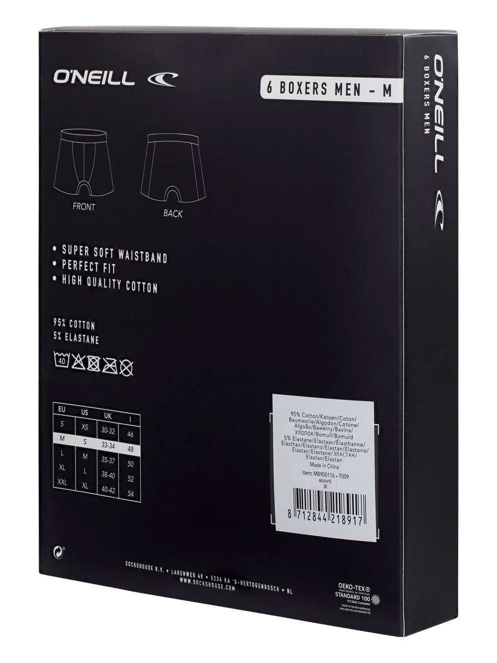 O'Neill Boxershorts Herren Retroshorts Männer Unterwäsche (Vorteilspack, 6-St) Basic Boxer mit Stretch