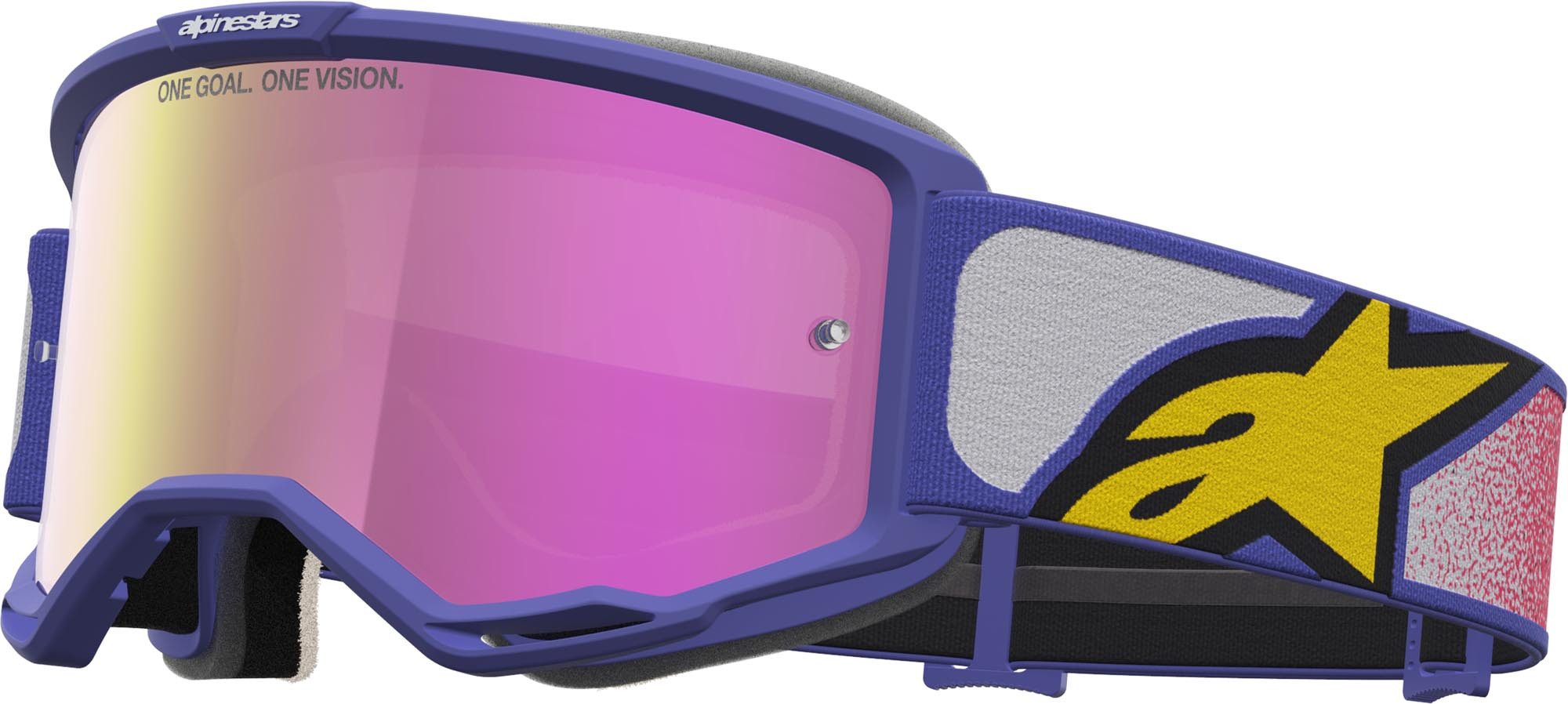 Alpinestars Motorradbrille Vision 5 Drag Mirror Motocross Brille, Antifog,Mit Band,Verspiegelt