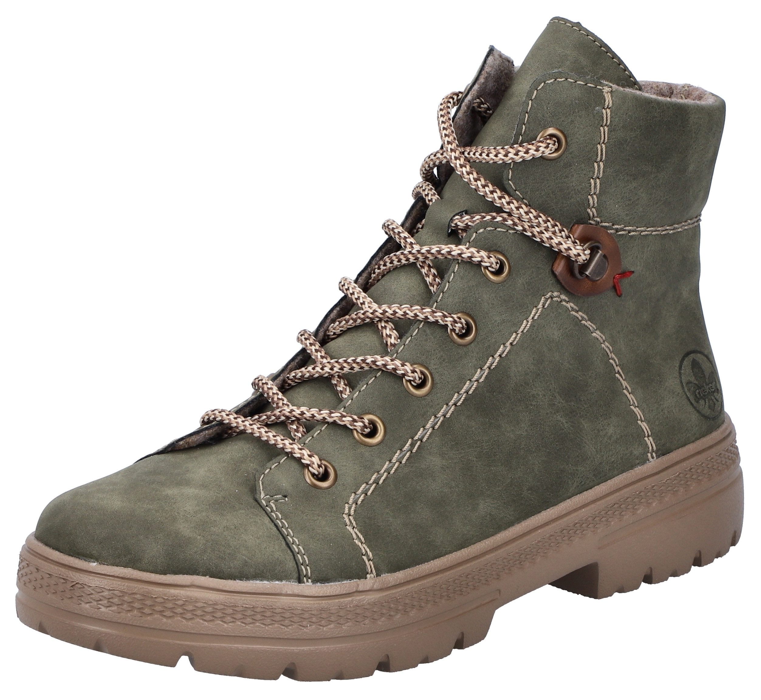Rieker Schnürboots, Stiefelette, Plateausohle, Kontrastnaht, mit günstig online kaufen