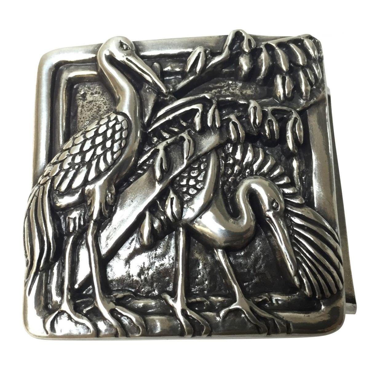 BELTINGER Gürtelschnalle Storchen Pärchen 4,0 cm - Buckle Wechselschließe Gürtelschließe 40mm - (1-St)