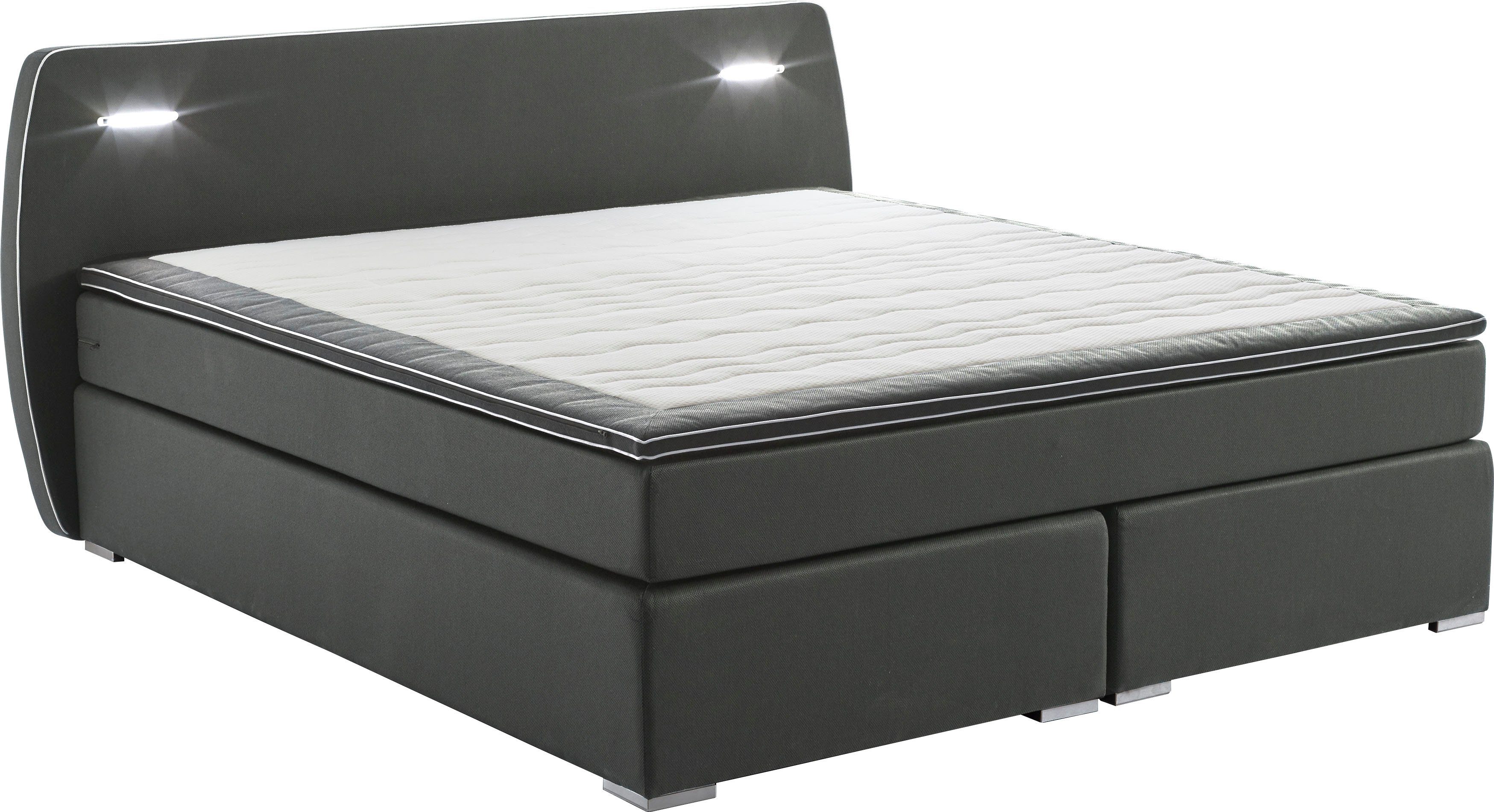 ATLANTIC home collection Boxspringbett REX LED, inklusive LED-Beleuchtung und Topper