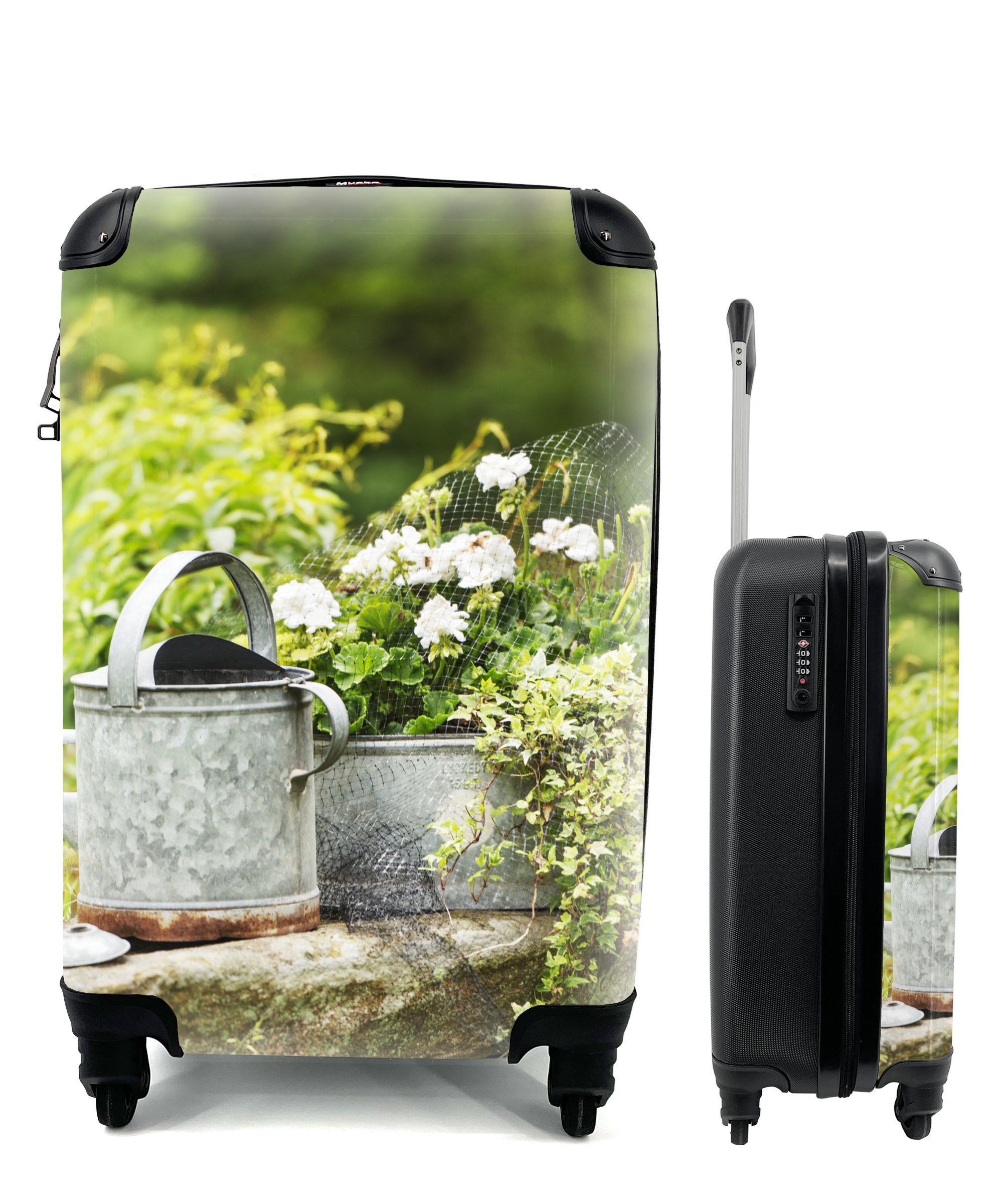 MuchoWow Handgepäckkoffer Gießkanne - Blumen - Garten, 4 Rollen, Reisetasche mit rollen, Handgepäck für Ferien, Trolley, Reisekoffer