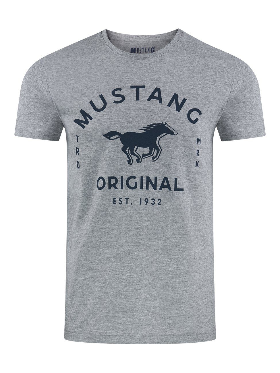 MUSTANG T-Shirt Herren Printshirt Alex Tee Regular Rundhalsausschnitt mit Print Kurzarm Fit (1-tlg) C Tee Shirt