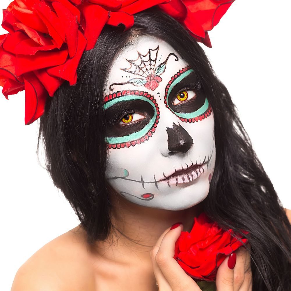 aricona Motivlinsen Farbige Halloween Контактные линзы Rote Vampir Zombie Dämonen Kostüm, ohne Stärke, 2 Stück