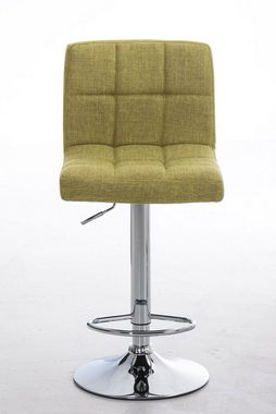 TPFLiving Barhocker Peron (mit Fußstütze - höhenverstellbar - Hocker für Theke & Küche), 360° drehbar - chromfarbener Stahl - Sitzfläche: Stoff Hellgrün