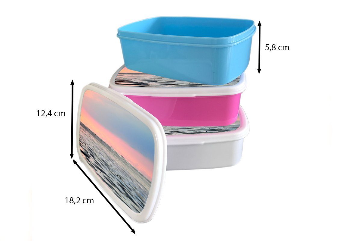 MuchoWow Lunchbox Vogel Meer Wattenmeer, Kunststoff Mädchen, rosa Brotdose Kunststoff, - (2-tlg), für Kinder, Snackbox, Erwachsene, Brotbox 