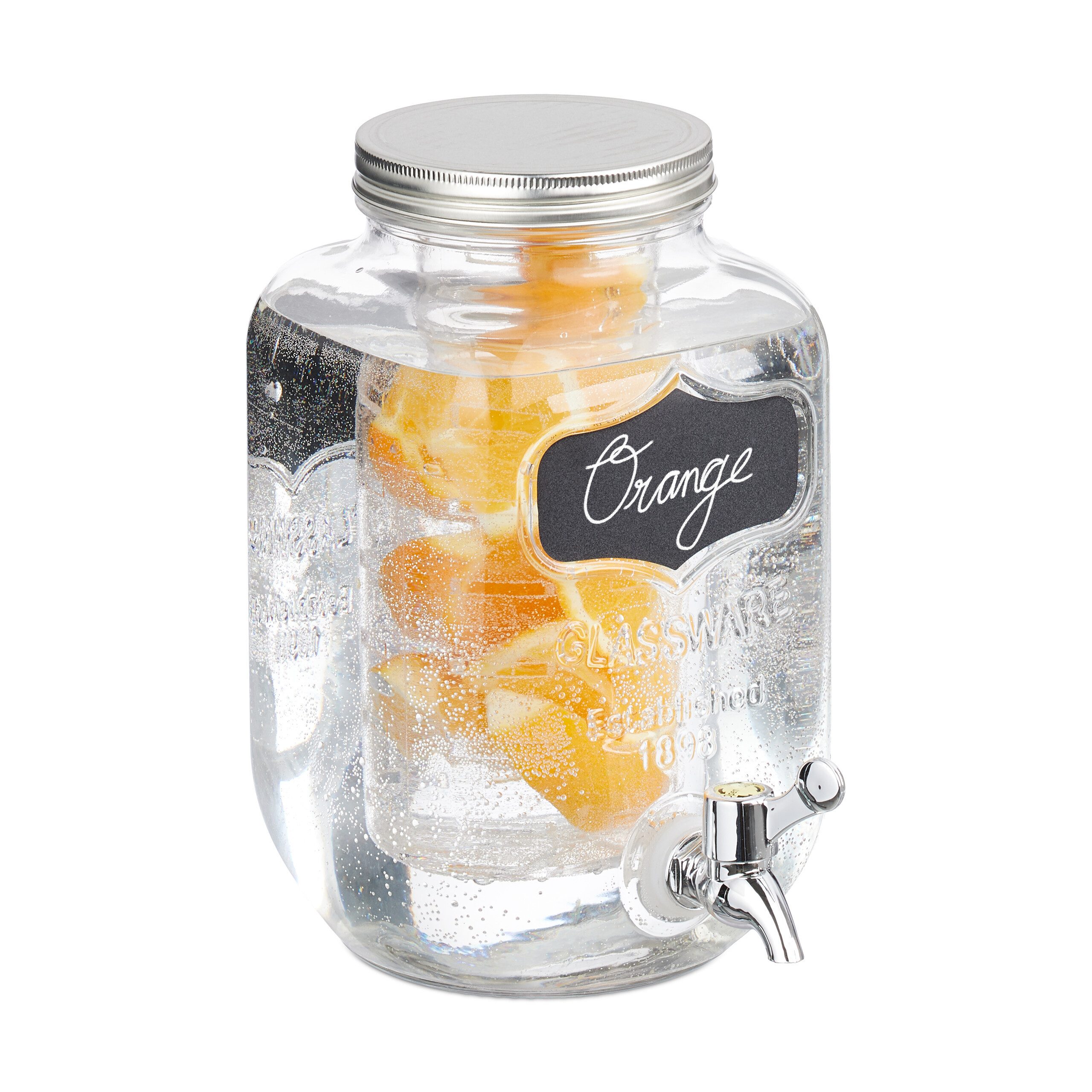 relaxdays Getränkespender mit Fruchteinsatz 4 L