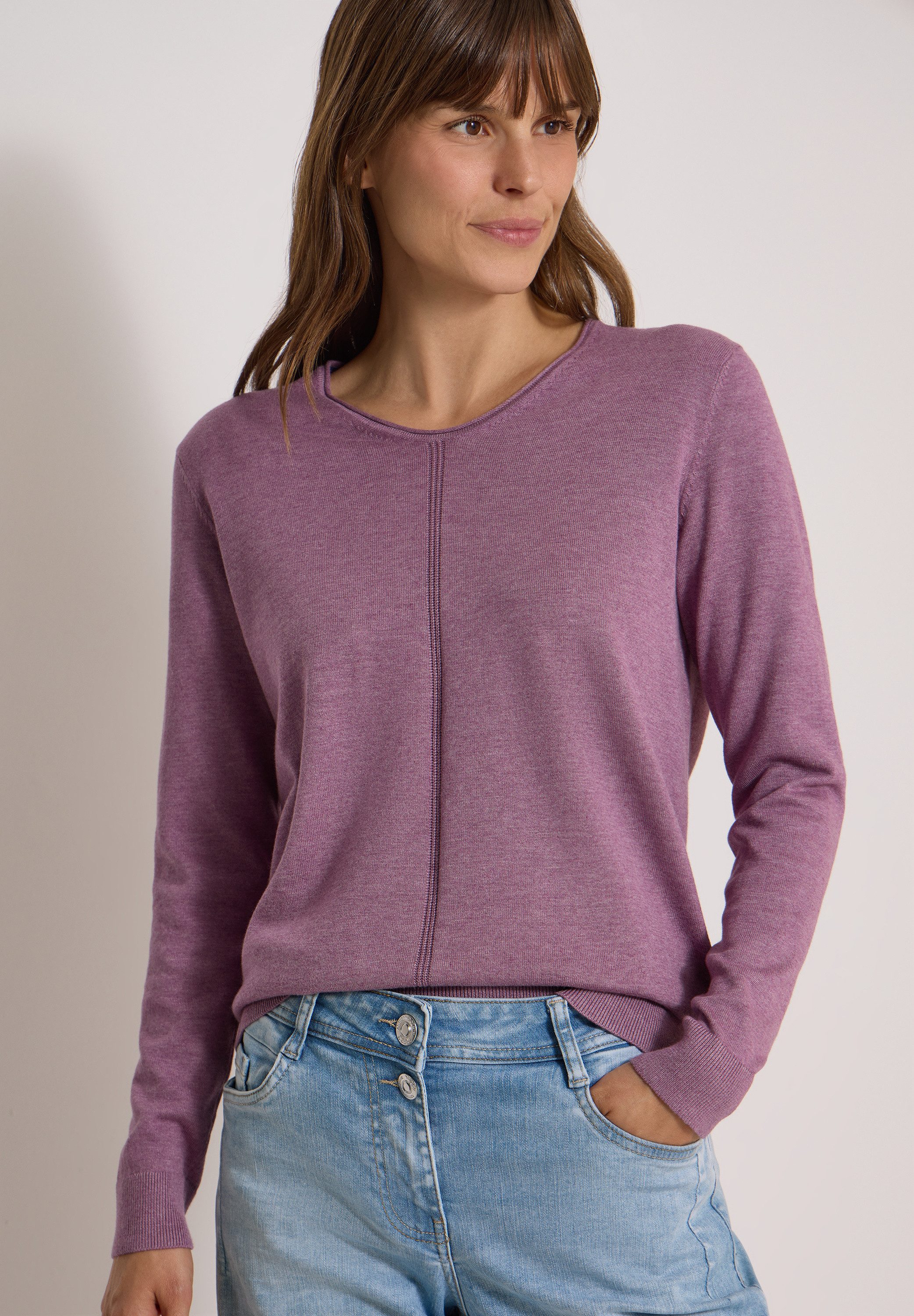 CECIL V-Ausschnitt-Pullover im soften Baumwoll-Mix