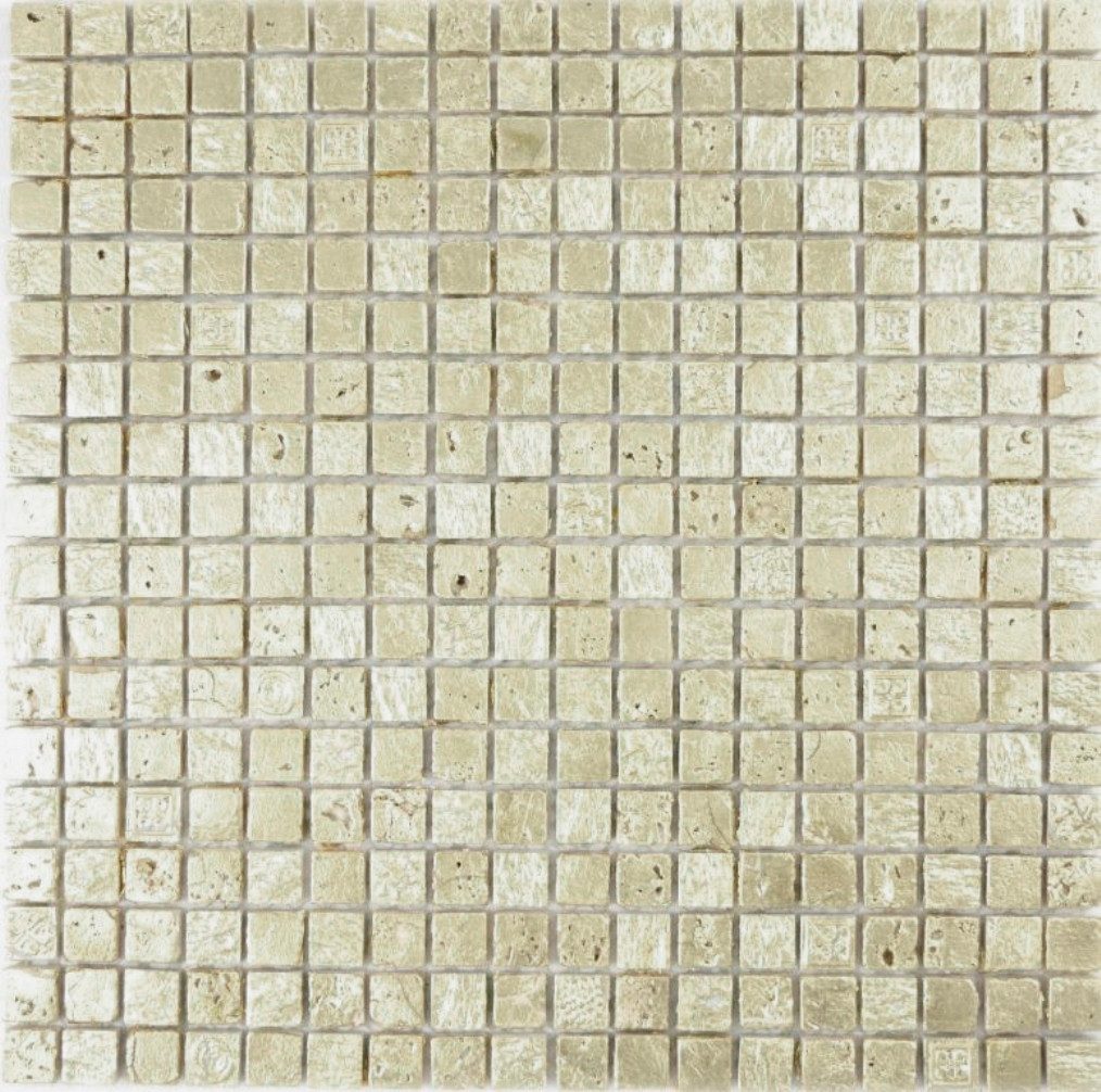 Mosani Mosaikfliesen Mosaikfliese Kunststein Resin gold gelbgold
