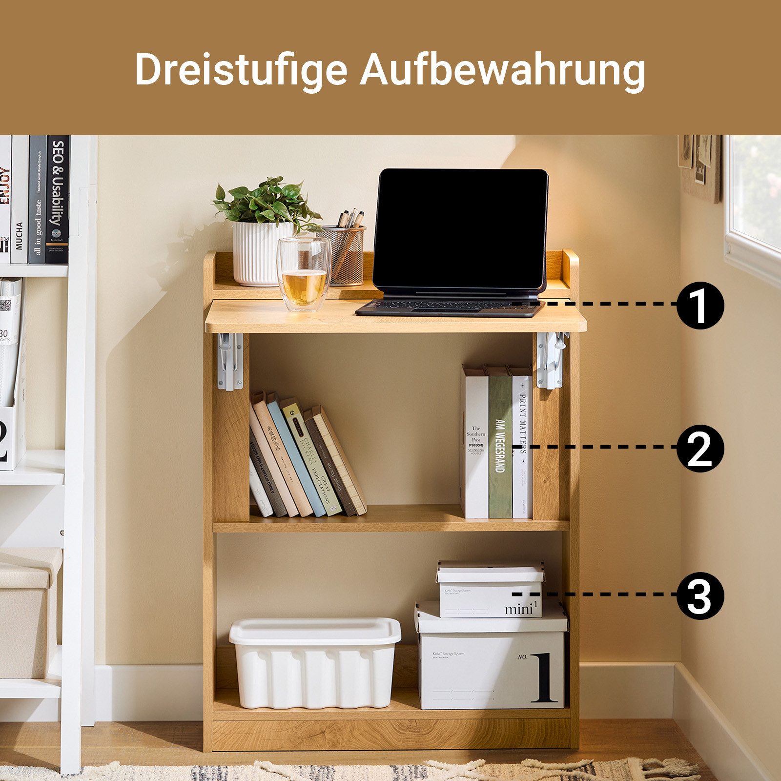 SoBuy Regal-Schreibtisch DE-FWT92, Klappbarer Schreibtisch, Bürotisch Wandt günstig online kaufen