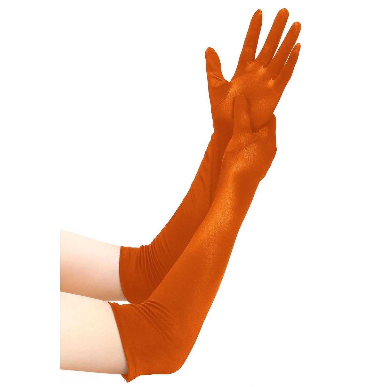 LuxusKollektion Abendhandschuhe Handschuhe Damen Ellenbogen Orange Einheitsgroesse (1-St)
