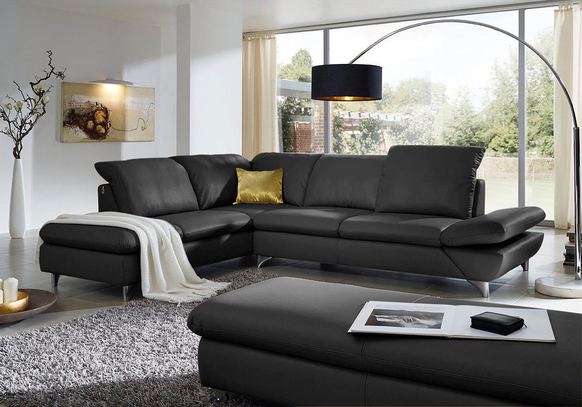 W.SCHILLIG Ecksofa Taoo, elegant und zeitlos, bequem, L-Form, Breite 296cm, mit Sitziefenverstellung & Kopfteilverstellung