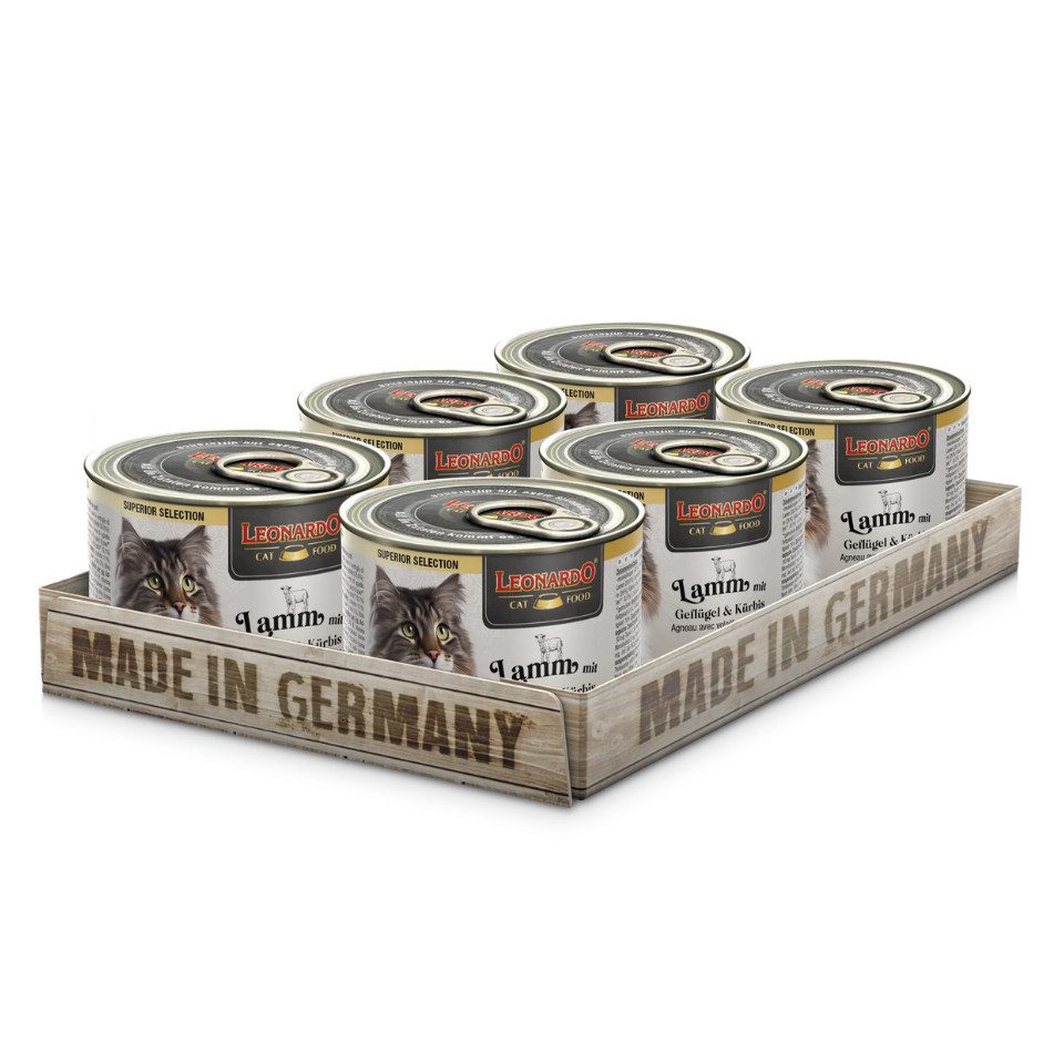 Leonardo Catfood Lamm mit Geflügel & Kürbis - getreidefreies Nassfutter 6x200g, Nassfutter für: Katzen von Leonardo Catfood