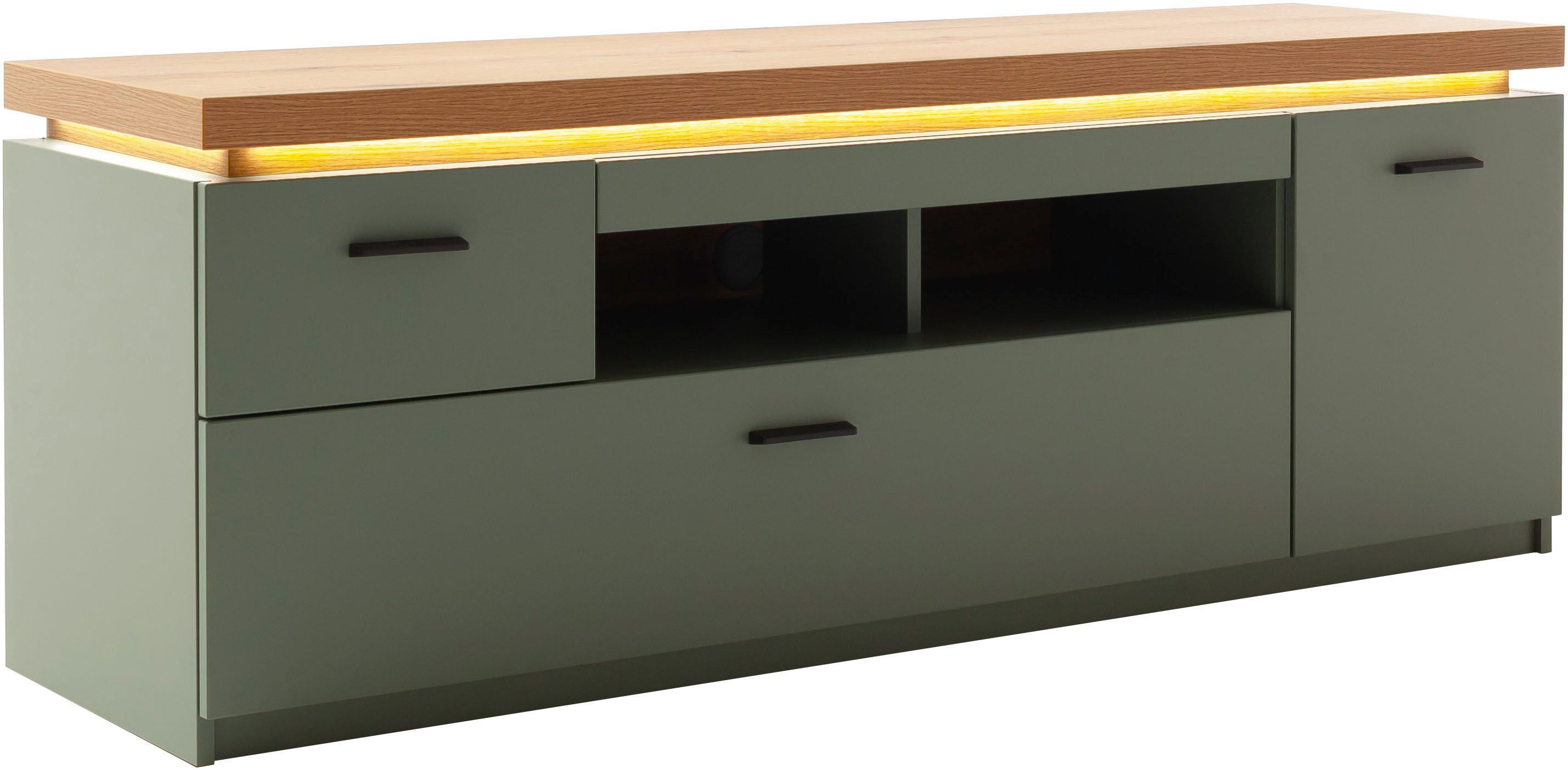 MCA furniture Lowboard MONIZ TV-Element, TV-Schrank, 2 Türen, 2 Schubkästen, 2 offene Fächer, 156 cm breit