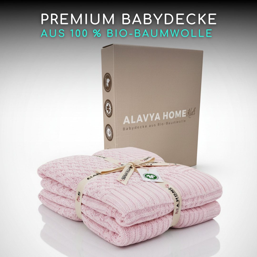 Babydecke Strickdecke 75x100 cm aus 100% Bio Baumwolle, Alavya Home®, Herbs günstig online kaufen