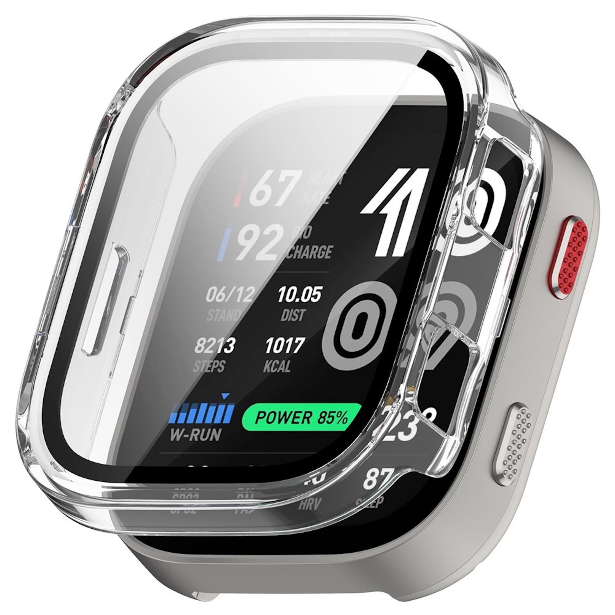 Wigento Smartwatch-Hülle + Schutzglas für Amazfit Bip Max Kunststoff 9H Transparent, Schutzhülle aus PC + Hart Glas für Rundumschutz