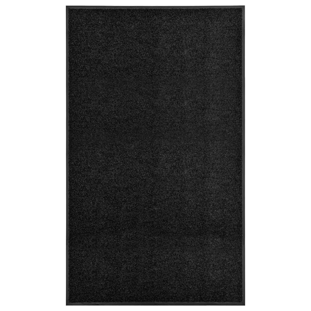 vidaXL Fußmatte Fußmatte Waschbar Schwarz 90x150 cm, Rechteckig, Höhe: 0.9 mm