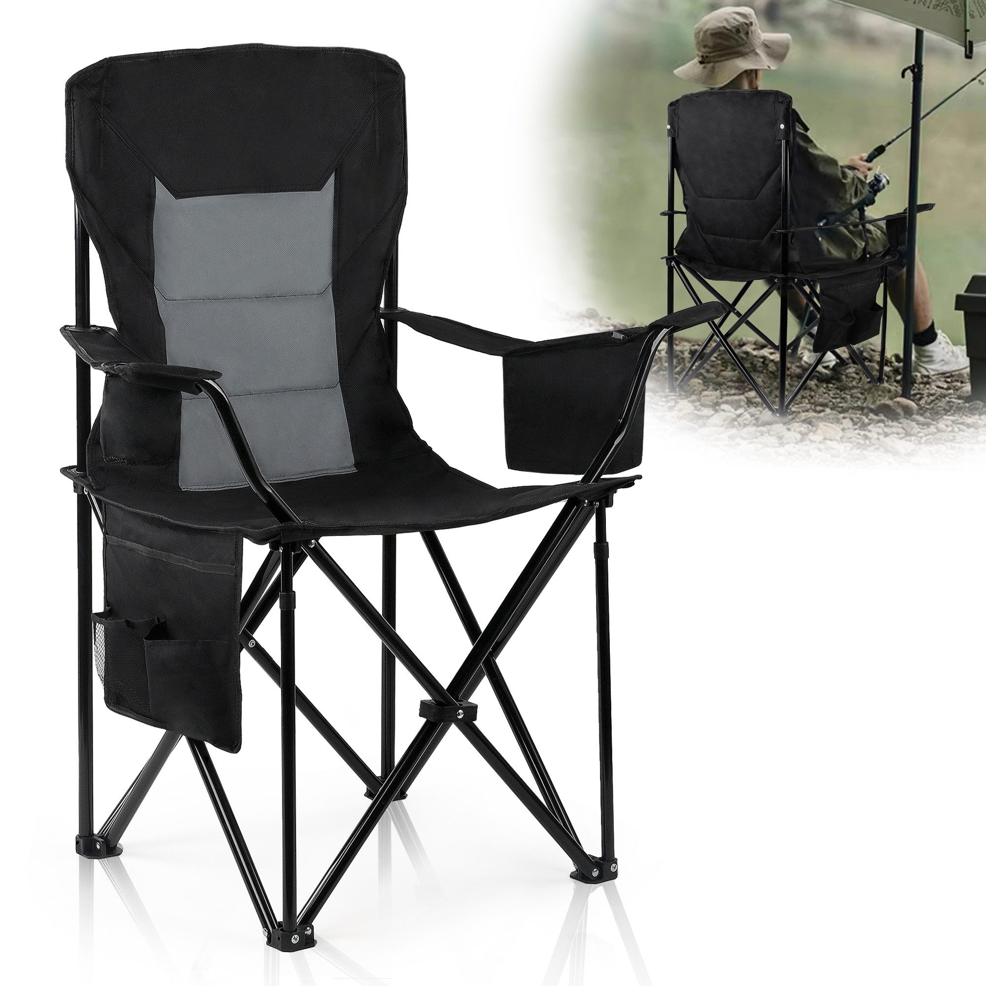 CALIYO Klappstuhl Campingstuhl Faltbar mit Getränkehalter und Kühlfach ausg günstig online kaufen