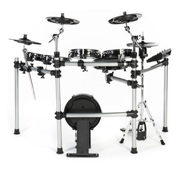 FAME E-Drum,DD-ONE Pro XT E-Drum Set, Elektronisches Schlagzeug-Set mit echter HiHat, 12" Snare-Pad und 12" Kick-Pad, 554 deutsche Studio-Sounds, 78 Drumsets, Aux, MIDI, MP3 und Effekten, inkl. Rack, Schwarz, DD-ONE Pro XT, E-Drum Set, Elektronisches Schlagzeug, HiHat, deutsch