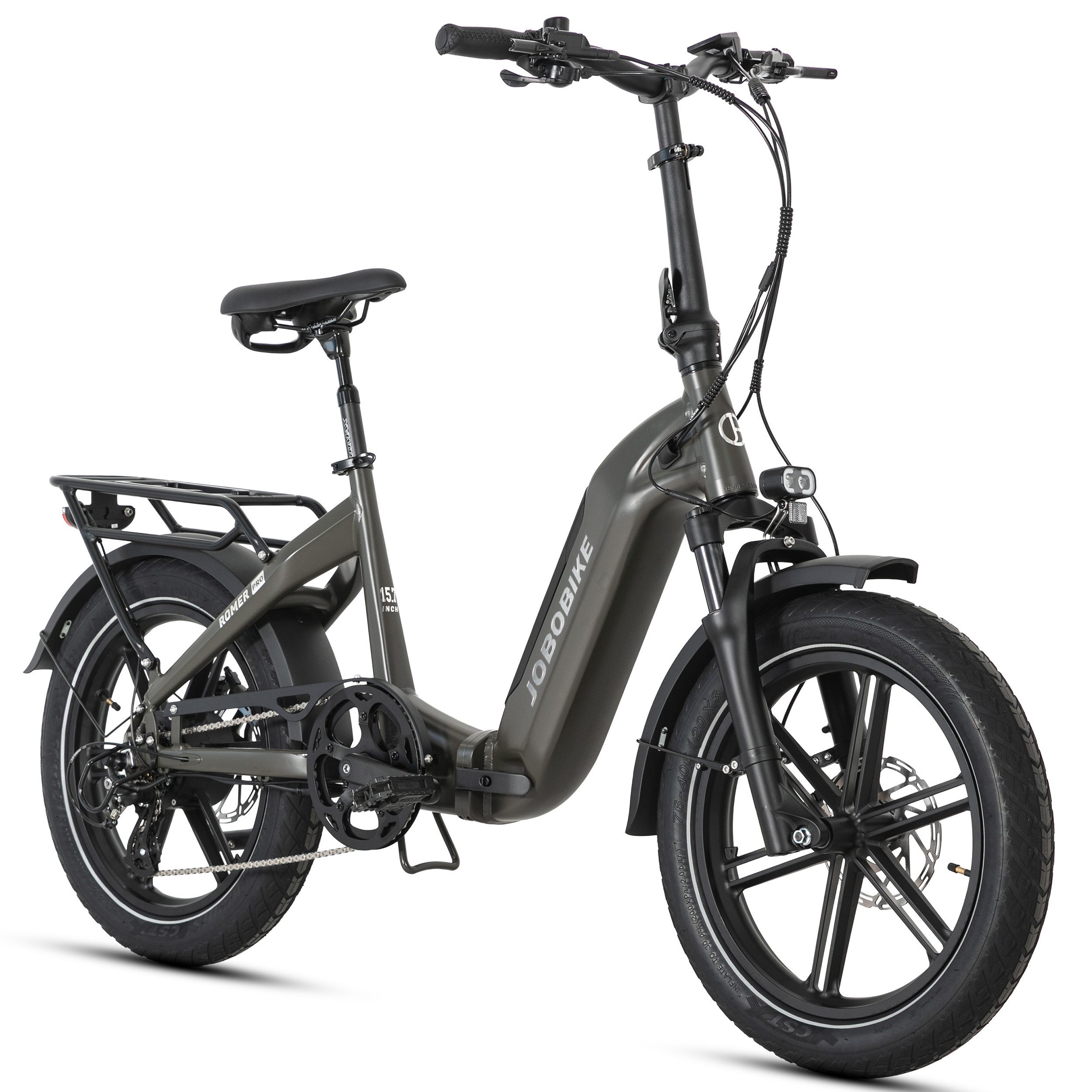 JOBOBIKE E-Bike Klapprad Damen&Herren 20x3" Pedelec Romer P 720Wh, 150km, hydr. Bremsen, 7 Gang Shimano, (mit abnehmbarem Akku, 5 Stufen	, Aluminiumrahmen), faltbar, max. 80 N.m, Drehmomentsensor, gefederte Sattelstütze