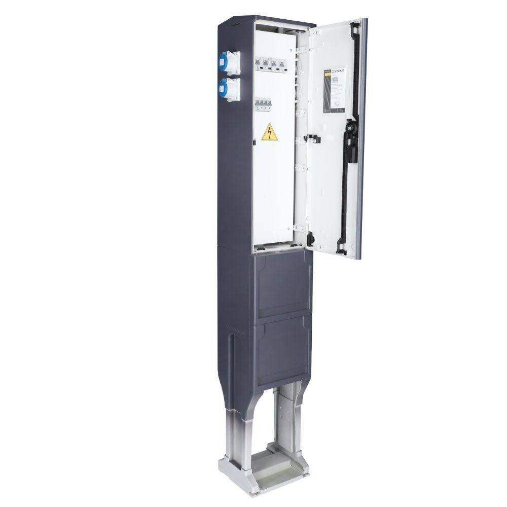 Doktorvolt Gartensteckdose Campingverteiler Campingsäule CV-CAMP FI/LS 4x230 CEE Camp, 1-St., SEZ Hauptschalter 32A 4p