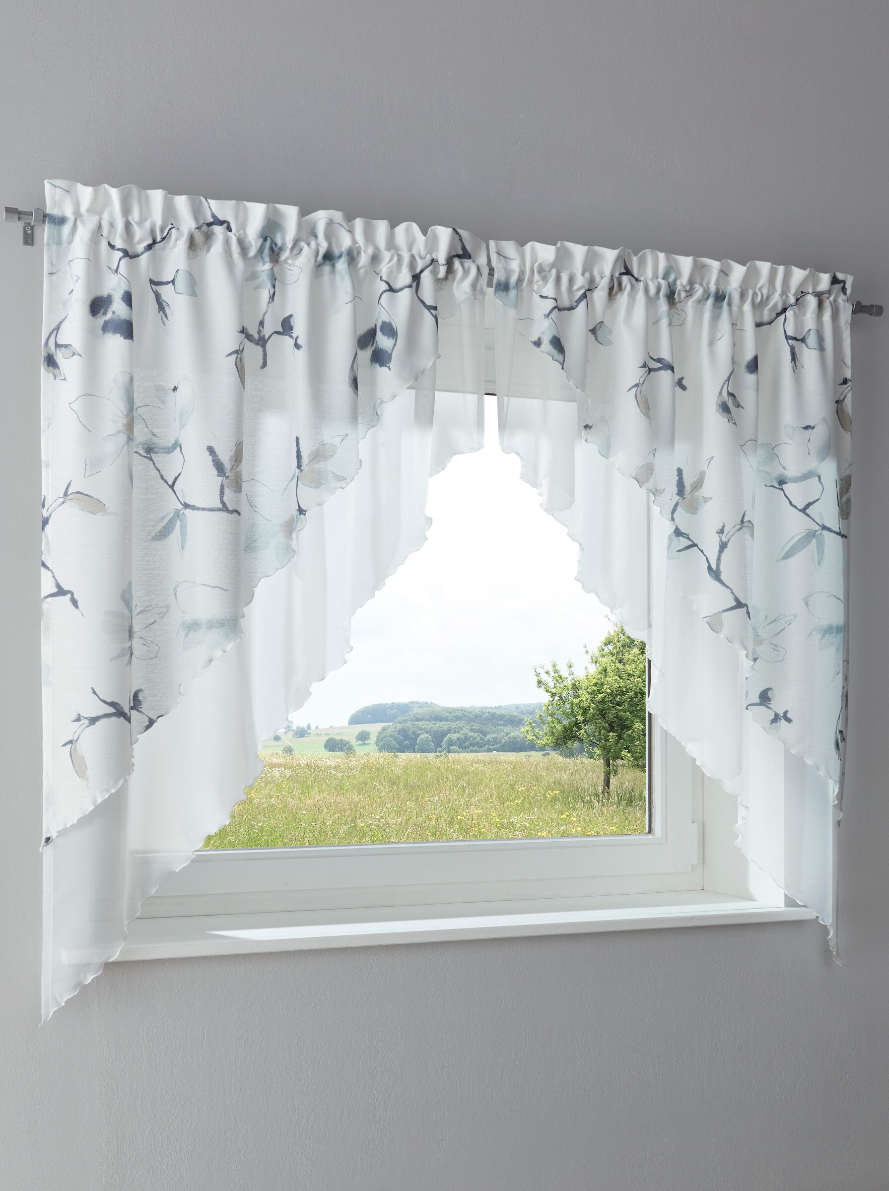 heine Gardine Gardine (2 St), Stangendurchzug, halbtransparent, Fensterbehang