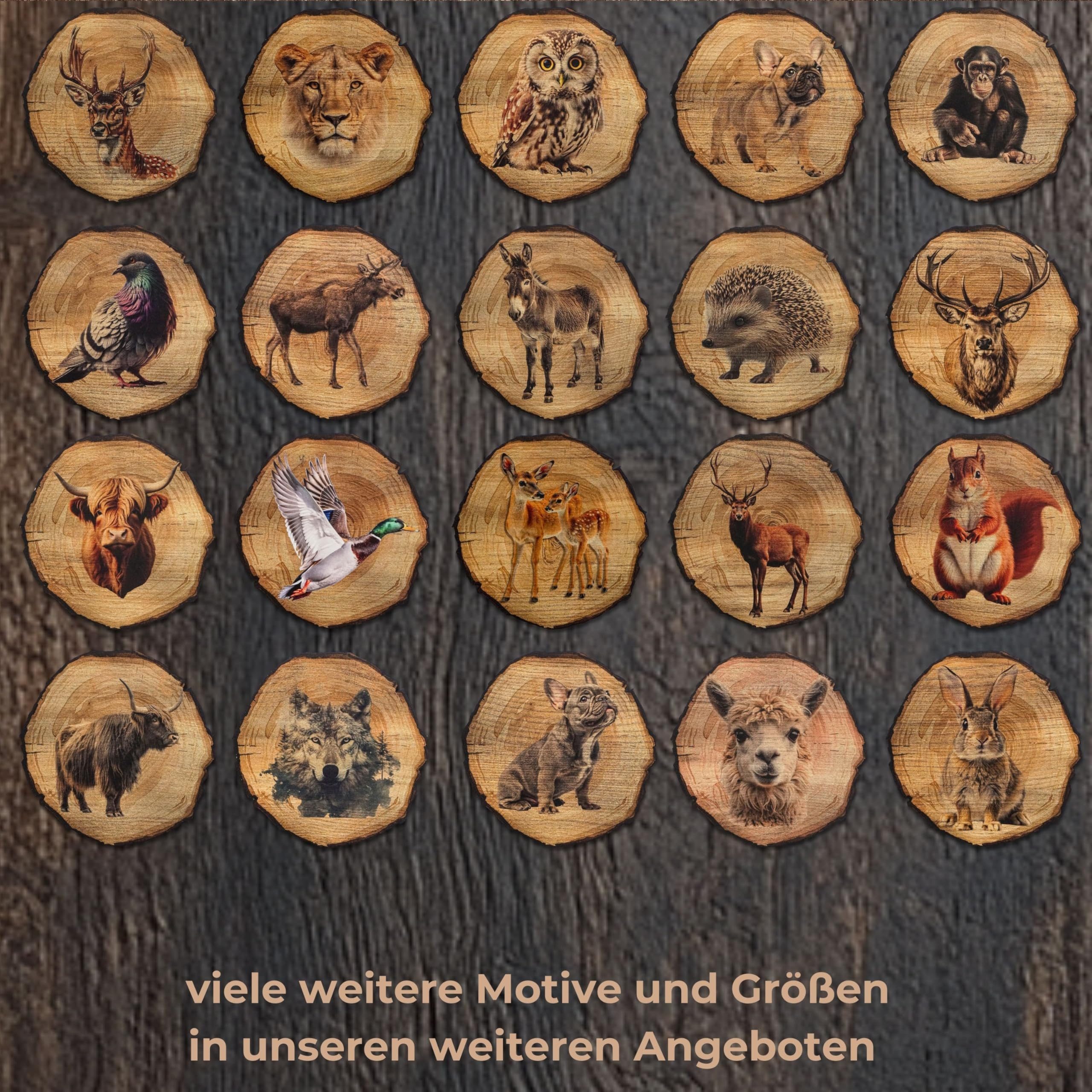 DARO Design Wandbild Tiere Holzoptik Wandbilder Wand Deko Bilder Vintage, (Hirsch - Bild klein Wohnzimmer Flur Schlafzimmer Diele Arbeitszimmer Einteilig Rund F – Bild 5 von 5