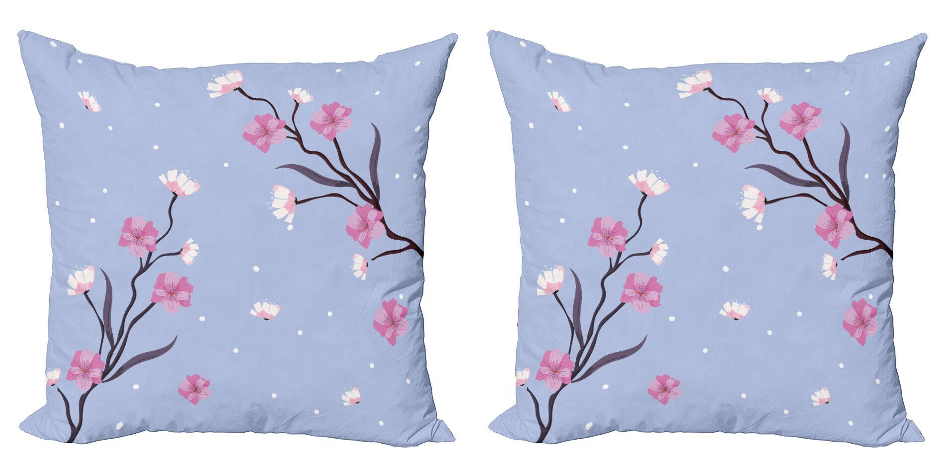 Kissenbezüge Modern Accent Doppelseitiger Digitaldruck, Abakuhaus (2 Stück), Blau Und Pink Apple-Blüten Zweig