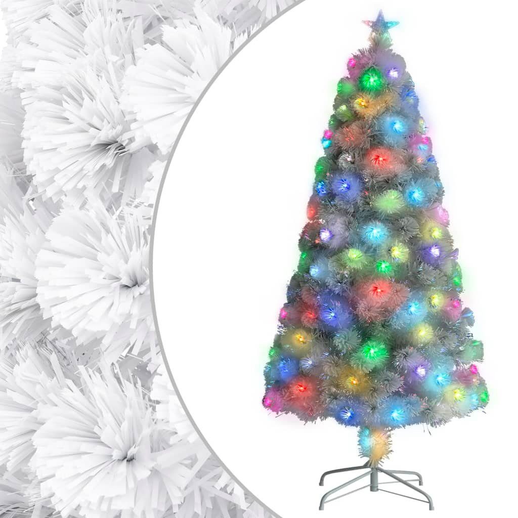 vidaXL Künstlicher Weihnachtsbaum Künstlicher Weihnachtsbaum mit Beleuchtung Weiß 120cm Glasfaser