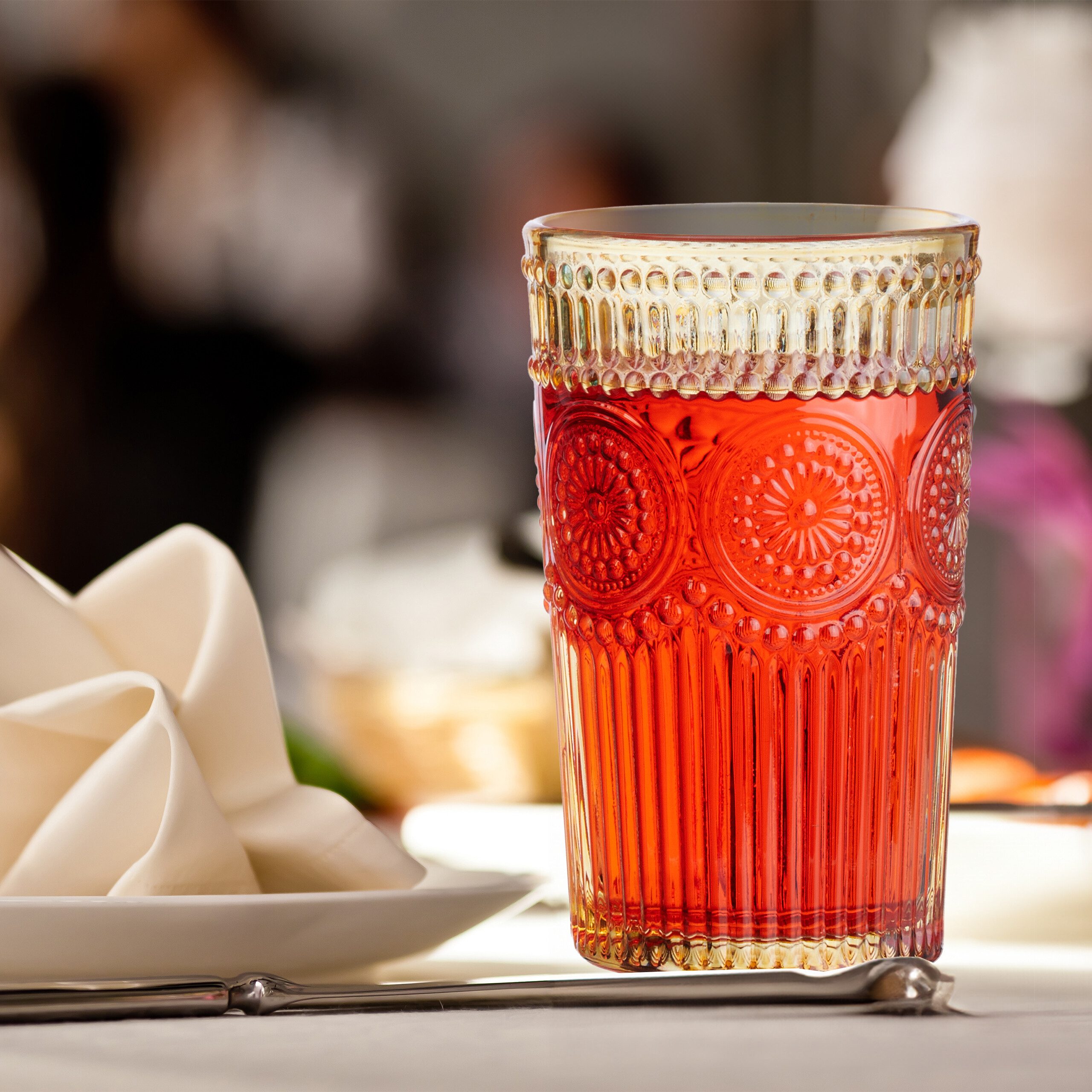 relaxdays Gläser-Set Trinkgläser Vintage 4er Set, 4-tlg., Glas, B