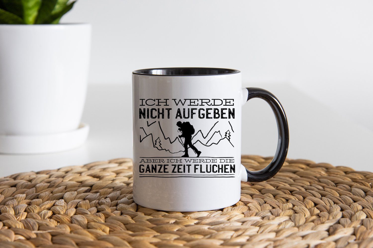 Youth Designz Tasse Keramik, Weiss/Schwarz Kaffeetasse Aufgeben mit Print Wandern Geschenk, Nicht trendigem