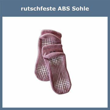 GAWILO ABS-Socken für Damen - Yoga & Pilates Socken - sicherer Halt auf glatten Böden (3 Paar) - rutschfest - mit hohem Baumwollanteil