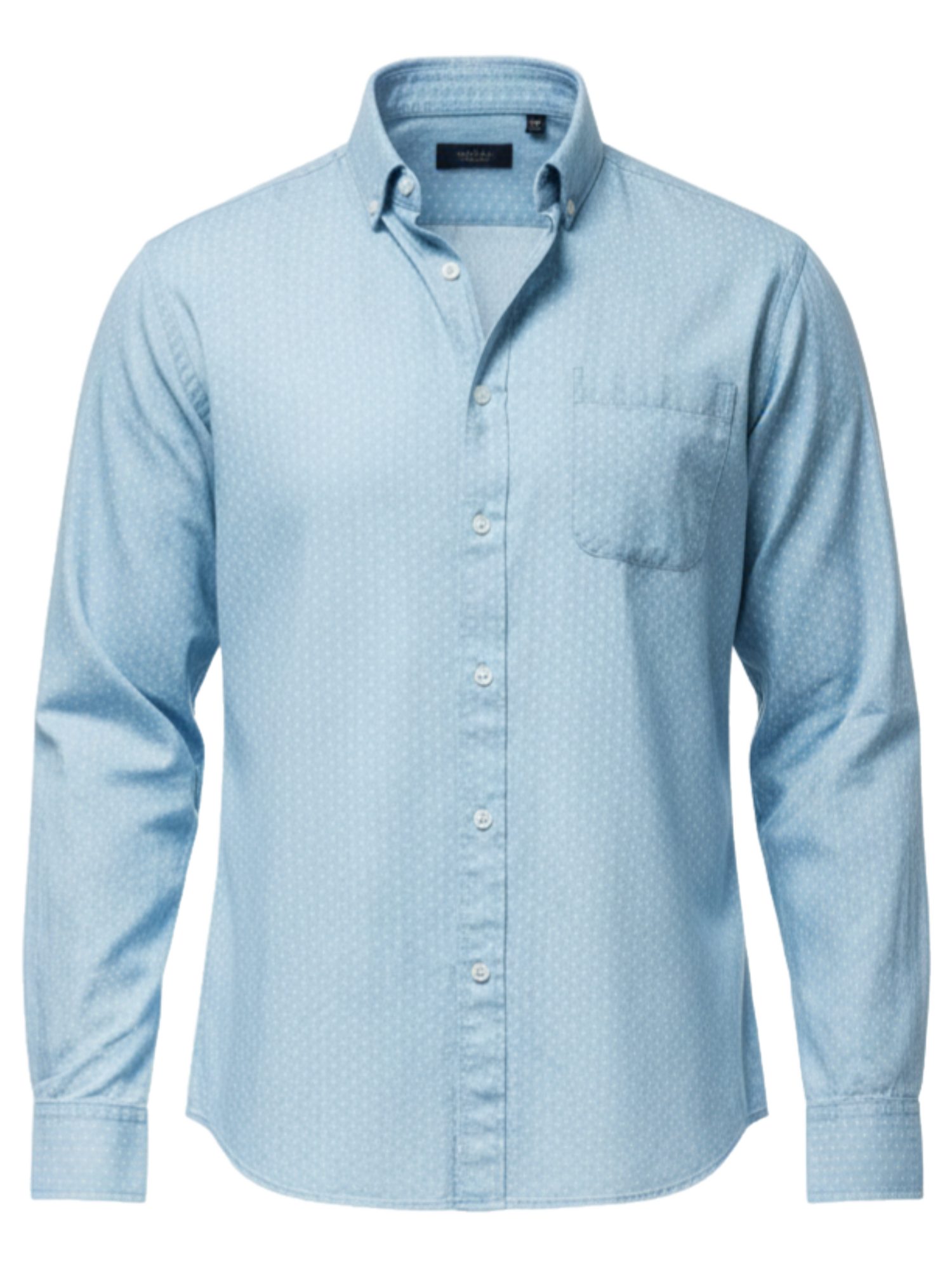 OMBRE Langarmhemd Shirt K702 V-1 light jeans S Light jeans XXL (kein Set, 1-tlg) Allover-Print
