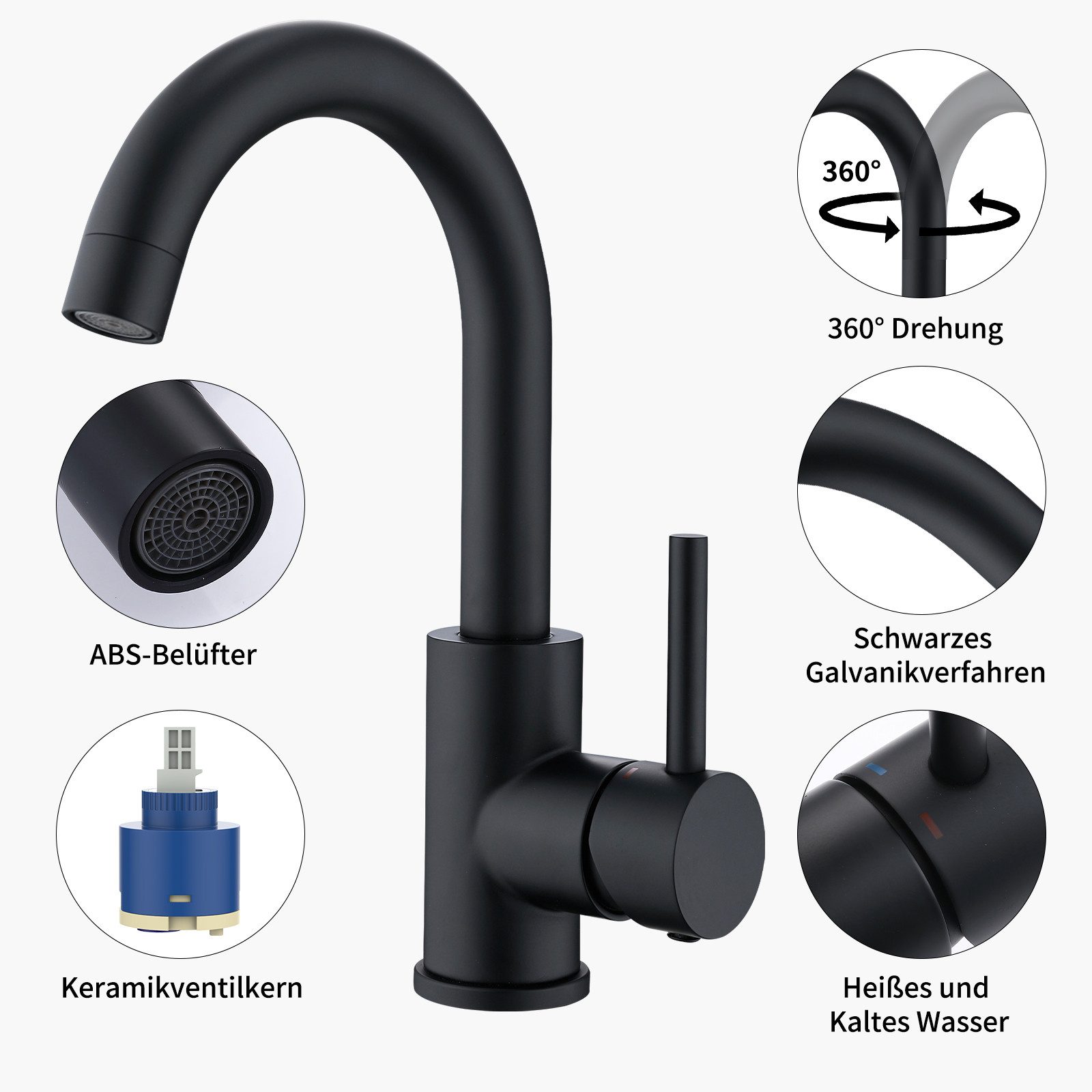 HOMELIVE Küchenarmatur Niederdruck-Küchenarmatur 360° drehbare Küchenarmatu günstig online kaufen