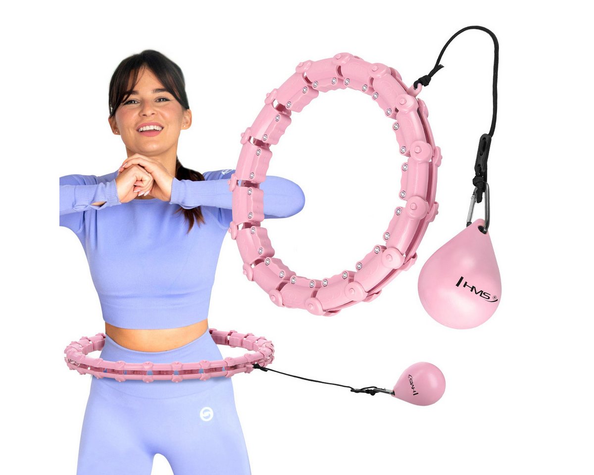 HMS Hula-Hoop-Reifen Hula Hoop mit Gewicht Kugel Fitnessgerät Sportgerät, verstellbar mit stoßdämpfenden Massagepunkten & Schwerkraftball