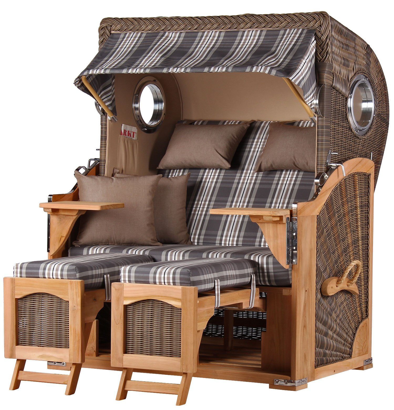 bene living Strandkorb »Ammersee Teak Bullauge PE grau Modell 522