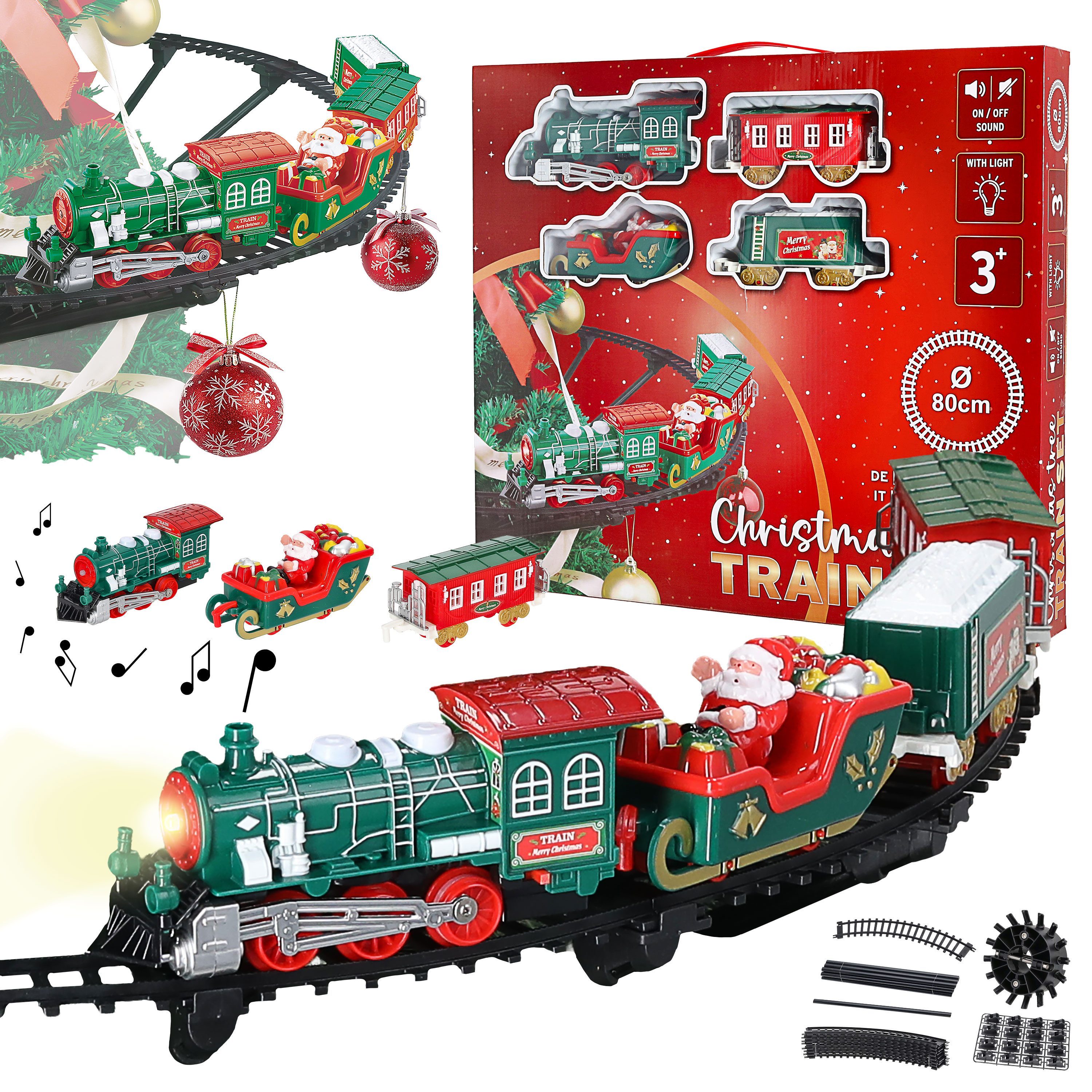 CEPEWA Spielzeug-Eisenbahn Weihnachtszug für Tannenbaum Ø80cm PE Licht Soun günstig online kaufen