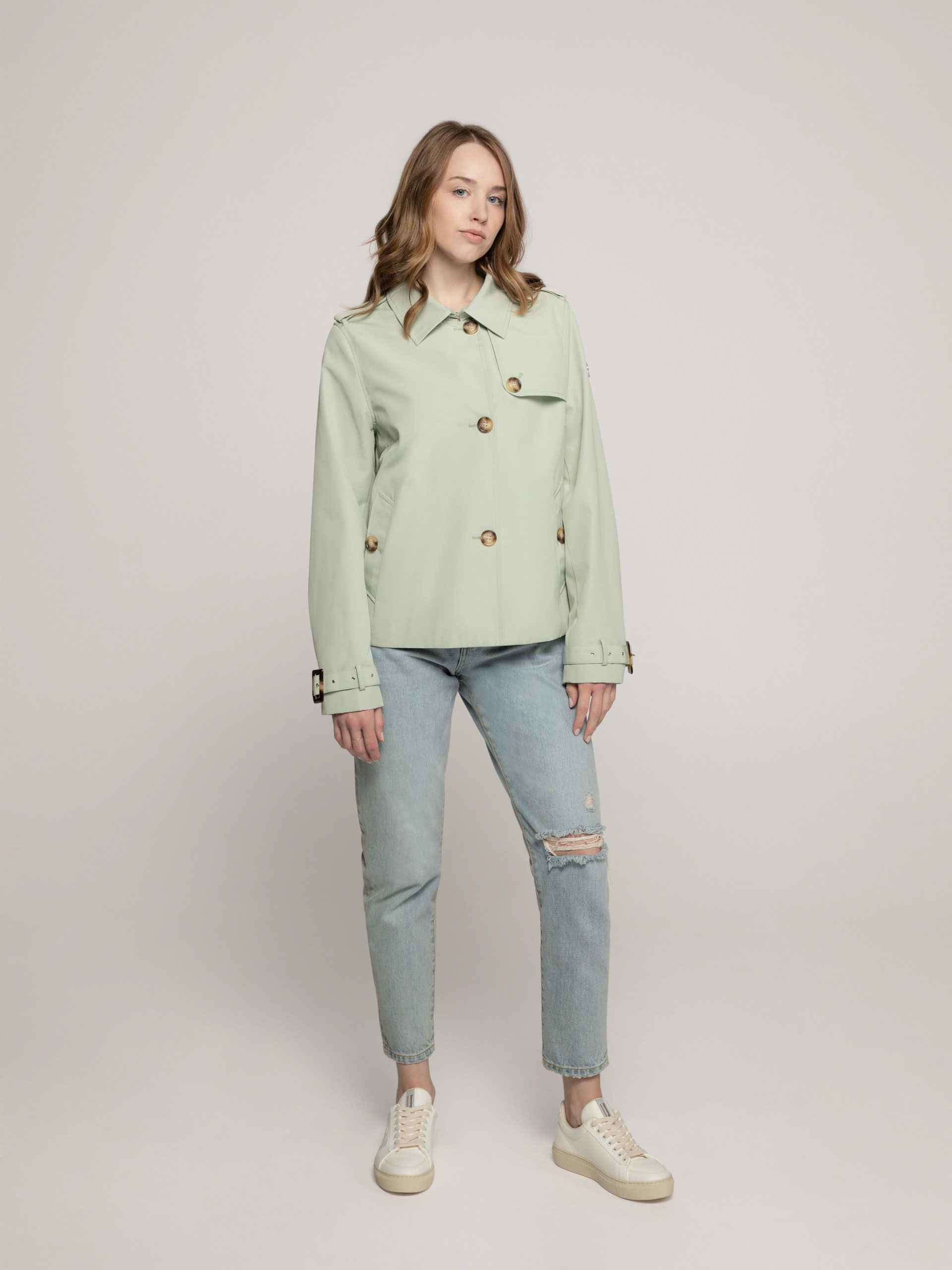 Manisa Kurzjacke Trenchjacke mit Koller