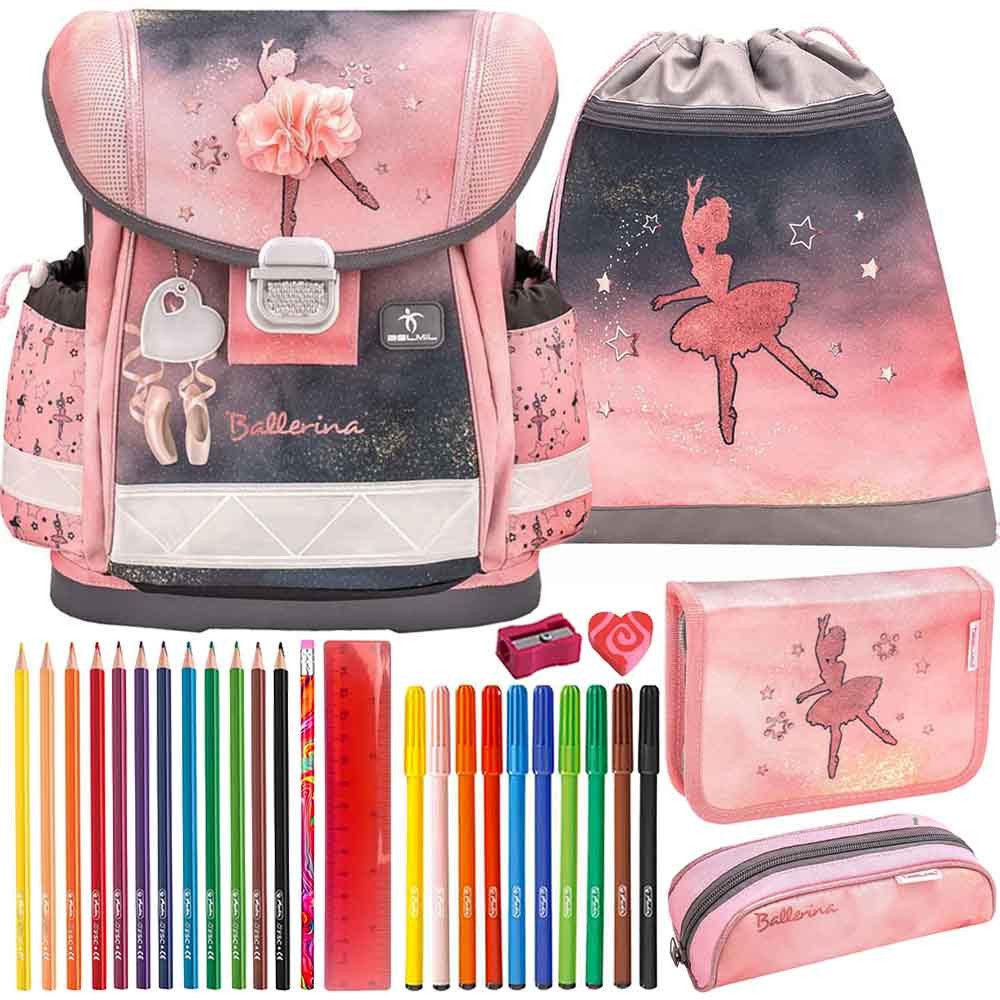 Belmil Schulranzen Set Classy 10-teilig 2025 Mädchen Ballerina Black Pink