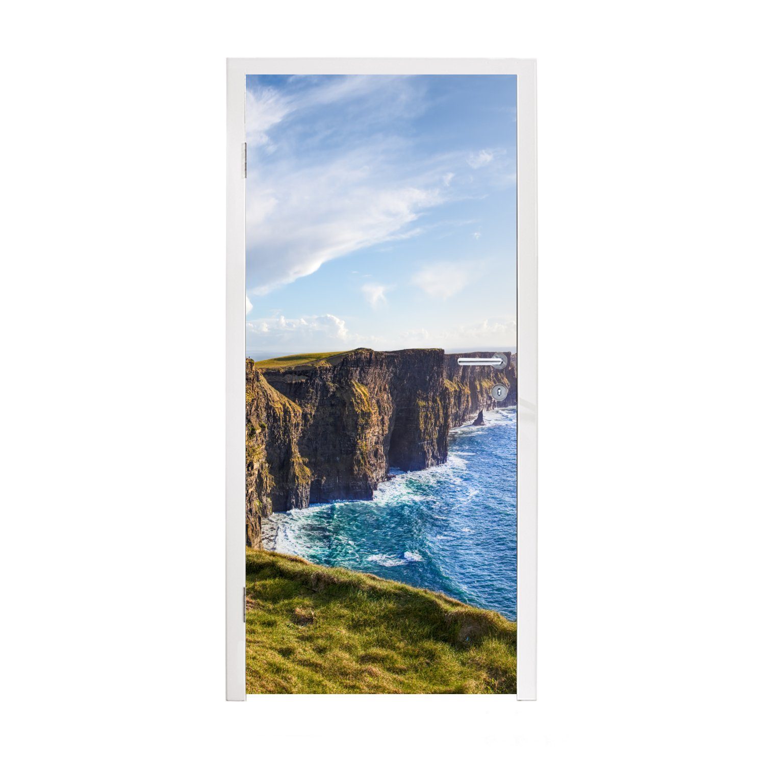 MuchoWow Türtapete Wolkendecke über den irischen Cliffs of Moher, Matt, bedruckt, (1 St), Fototapete für Tür, Türaufkleber, 75x205 cm