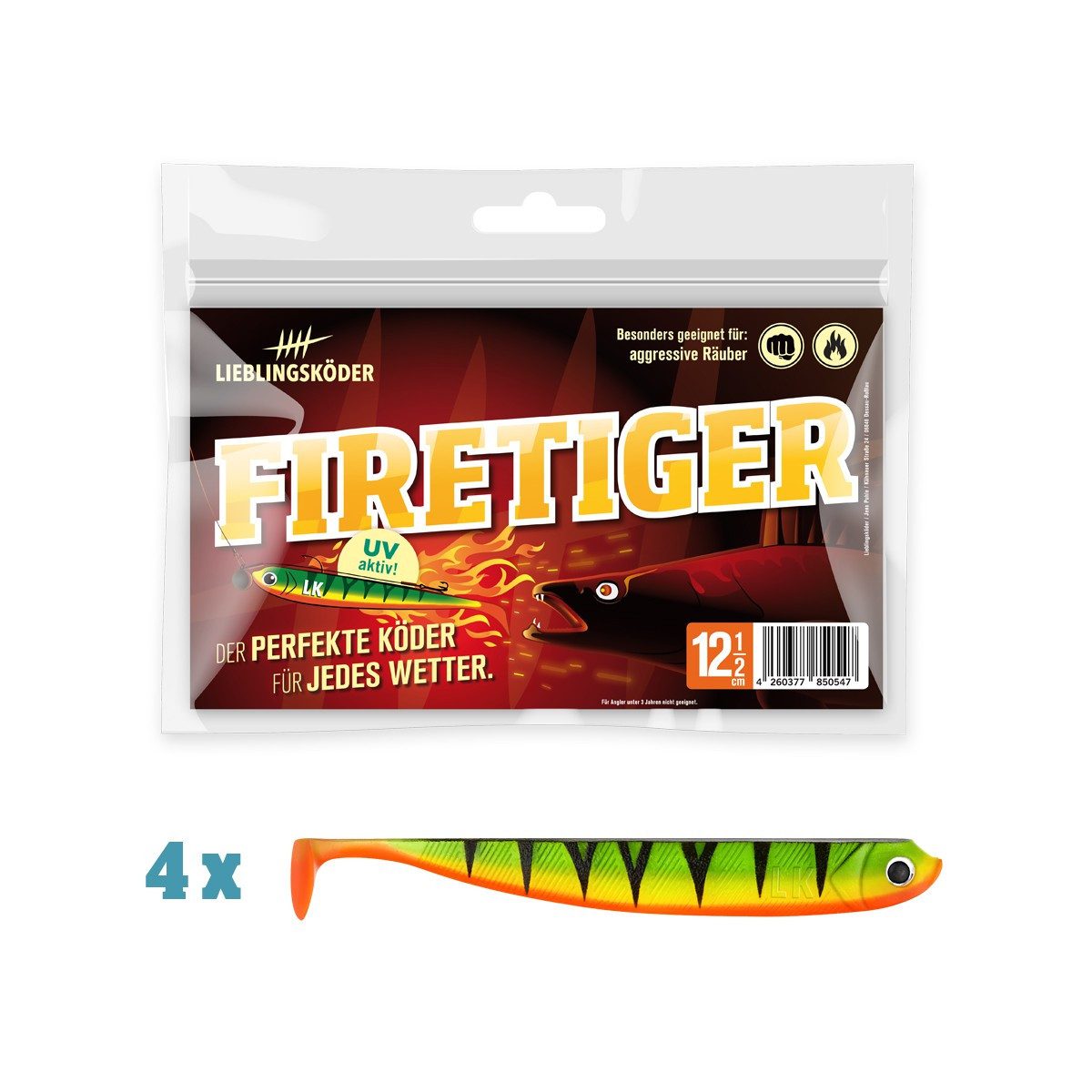 Lieblingsköder Kunstköder 4 Lieblingsköder Gummifische zum Zanderangeln mit Gummifisch 12,5 cm, (1-St)