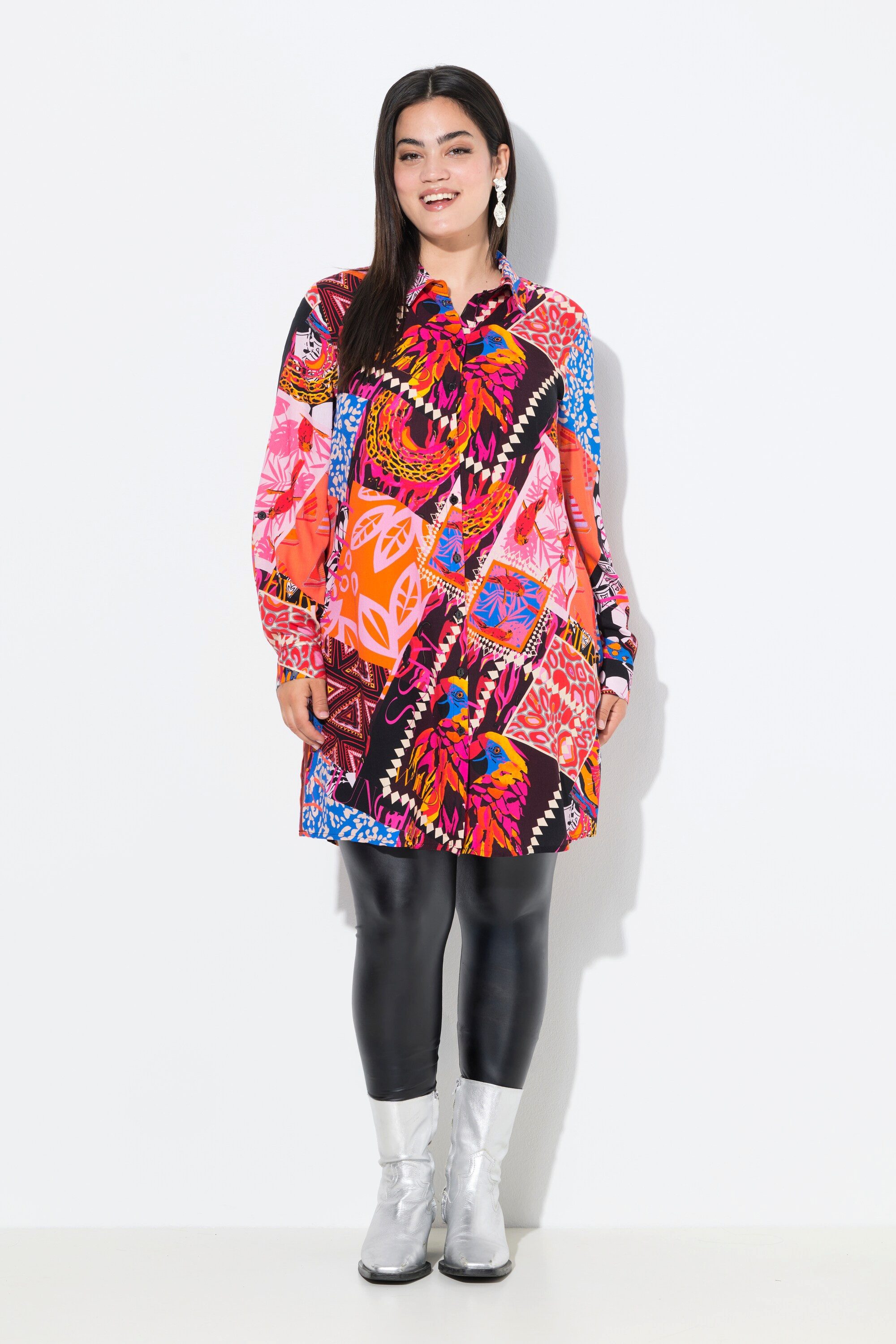 Hemdbluse Hemdbluse Straight Fit Patchmuster