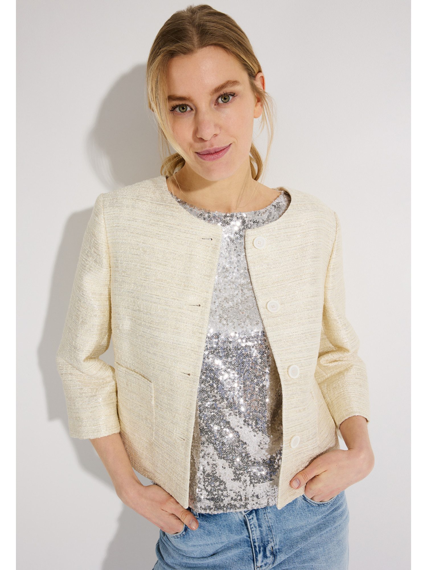 MORE&MORE Kurzblazer glänzender 3/4 Arm-Kurzblazer