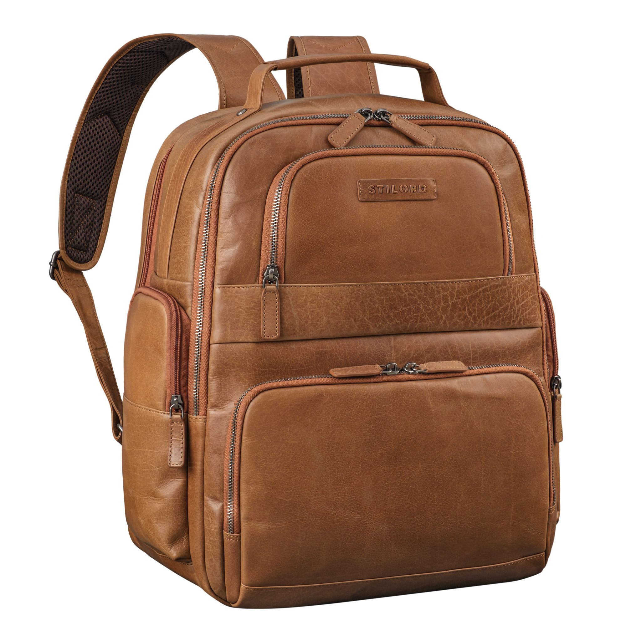 Notebook-Rucksack "Josef" XXL Leder Rucksack mit Laptop-Fach 15,6 Zoll Herren und Damen