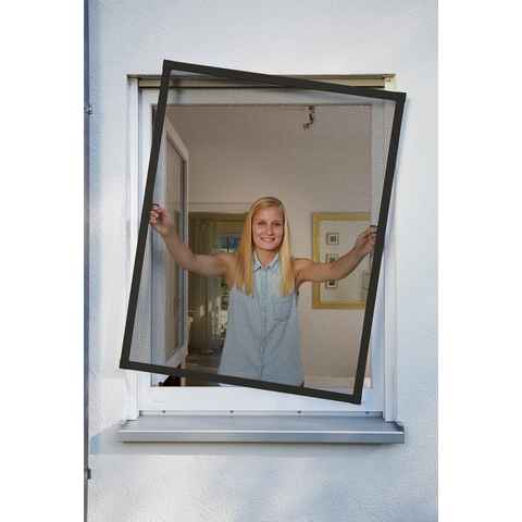 SCHELLENBERG Insektenschutz-Fensterrahmen Fliegengitter Fenster Plus, aus Aluminium, 130 x 150 cm, anthrazit, 70033